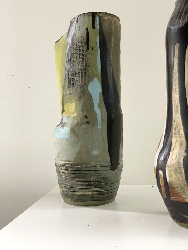 thrown and altered tall vase