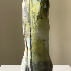 tall vase with chartreuse underglaze